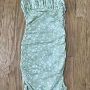 Princess Polly Floral Green Strapless Dress  Size 4